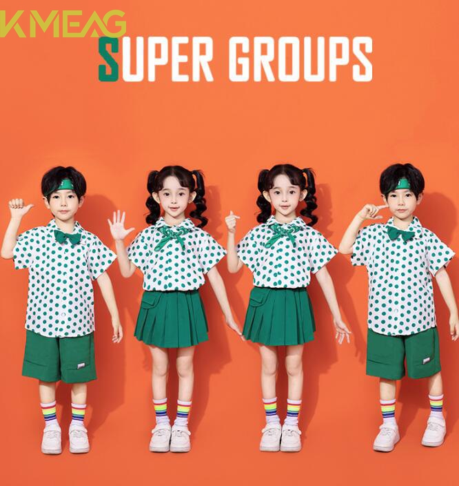 キッズ ダンス衣装 単品・セットアップ 緑 トッド柄シャツ 半袖 トップス リボン スカート 短パンツ 女の子 男の子 子供 チア チアガール おしゃれ ゆったり カジュア ジャズダンス ヒップホップ