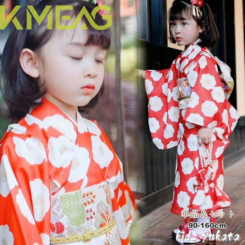 浴衣 ゆかた 子供 yukata レッド 子ども 女の子 キッズ 夏祭り レトロ 簡単着付け 作り帯 セット 浴衣セット 和柄 洗える 夕涼み会 花火 お祭り 文化祭 盆踊り お盆休み お祝い プレゼ